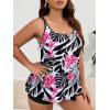 imageMakeMeChic Womens Plus Size 2 Piece Swimsuit Tankini Bathing Suits Floral Swim Tank Top with BoyshortsFlower Black