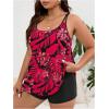 imageMakeMeChic Womens Plus Size 2 Piece Swimsuit Tankini Bathing Suits Floral Swim Tank Top with BoyshortsHot Pink