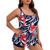 imageMakeMeChic Womens Plus Size 2 Piece Swimsuit Tankini Bathing Suits Floral Swim Tank Top with BoyshortsStrappy Blue Floral