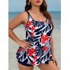 imageMakeMeChic Womens Plus Size 2 Piece Swimsuit Tankini Bathing Suits Floral Swim Tank Top with BoyshortsStrappy Blue Floral