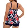 imageMakeMeChic Womens Plus Size 2 Piece Swimsuit Tankini Bathing Suits Floral Swim Tank Top with BoyshortsStrappy Blue Floral