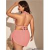 imageMakeMeChic Womens Plus Size 3 Piece Bikini Sets Tie Backless Halter Triangle Swimsuit Bathing Suit Cover Up Beach SkirtsDusty Pink
