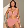 imageMakeMeChic Womens Plus Size 3 Piece Bikini Sets Tie Backless Halter Triangle Swimsuit Bathing Suit Cover Up Beach SkirtsDusty Pink