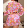 imageMakeMeChic Womens Plus Size 4 Piece Swimsuit Floral Halter Triangle Thong Bikini with Cover Up SetPink