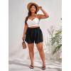 imageMakeMeChic Womens Plus Size Elastic Waist Scallop Trim Flowy Wide Leg ShortsBlack
