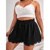 imageMakeMeChic Womens Plus Size Elastic Waist Scallop Trim Flowy Wide Leg ShortsBlack