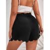 imageMakeMeChic Womens Plus Size Elastic Waist Scallop Trim Flowy Wide Leg ShortsBlack
