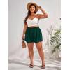 imageMakeMeChic Womens Plus Size Elastic Waist Scallop Trim Flowy Wide Leg ShortsDark Green
