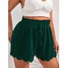 imageMakeMeChic Womens Plus Size Elastic Waist Scallop Trim Flowy Wide Leg ShortsDark Green