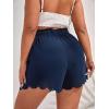 imageMakeMeChic Womens Plus Size Elastic Waist Scallop Trim Flowy Wide Leg ShortsNavy Blue