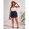 imageMakeMeChic Womens Plus Size Elastic Waist Scallop Trim Flowy Wide Leg ShortsNavy Blue