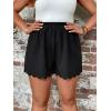 imageMakeMeChic Womens Plus Size Elastic Waist Scallop Trim Flowy Wide Leg ShortsPlus Black