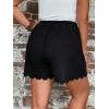 imageMakeMeChic Womens Plus Size Elastic Waist Scallop Trim Flowy Wide Leg ShortsPlus Black