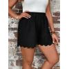 imageMakeMeChic Womens Plus Size Elastic Waist Scallop Trim Flowy Wide Leg ShortsPlus Black