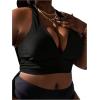 imageMakeMeChic Womens Plus Size Halter Bikini Top Tie Back Swimsuit Bathing Suit TopsBlack