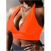 imageMakeMeChic Womens Plus Size Halter Bikini Top Tie Back Swimsuit Bathing Suit TopsBurnt Orange