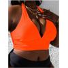 imageMakeMeChic Womens Plus Size Halter Bikini Top Tie Back Swimsuit Bathing Suit TopsBurnt Orange