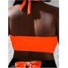 imageMakeMeChic Womens Plus Size Halter Bikini Top Tie Back Swimsuit Bathing Suit TopsBurnt Orange