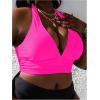 imageMakeMeChic Womens Plus Size Halter Bikini Top Tie Back Swimsuit Bathing Suit TopsHot Pink