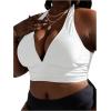 imageMakeMeChic Womens Plus Size Halter Bikini Top Tie Back Swimsuit Bathing Suit TopsWhite