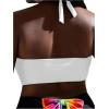 imageMakeMeChic Womens Plus Size Halter Bikini Top Tie Back Swimsuit Bathing Suit TopsWhite