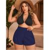 imageMakeMeChic Womens Plus Size Swim Shorts Ruffle High Waist Swimsuit Shorts Tankini BottomBlue
