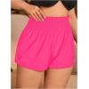 imageMakeMeChic Womens Plus Size Swim Shorts Ruffle High Waist Swimsuit Shorts Tankini BottomHot Pink