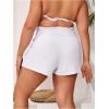 imageMakeMeChic Womens Plus Size Swim Shorts Ruffle High Waist Swimsuit Shorts Tankini BottomWhite