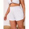 imageMakeMeChic Womens Plus Size Swim Shorts Ruffle High Waist Swimsuit Shorts Tankini BottomWhite