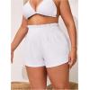 imageMakeMeChic Womens Plus Size Swim Shorts Ruffle High Waist Swimsuit Shorts Tankini BottomWhite