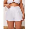 imageMakeMeChic Womens Plus Size Swim Shorts Ruffle High Waist Swimsuit Shorts Tankini BottomWhite