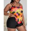 imageMakeMeChic Womens Plus Size Tankini Bathing Suits Tropical Swim Tank Top with Boyshorts 2 Piece SwimsuitMulticolor