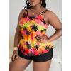 imageMakeMeChic Womens Plus Size Tankini Bathing Suits Tropical Swim Tank Top with Boyshorts 2 Piece SwimsuitMulticolor