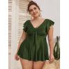 imageMakeMeChic Womens Plus Size Tankini Swimsuit Ruffle Sleeve Two Piece Bathing SuitArmy Green