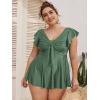 imageMakeMeChic Womens Plus Size Tankini Swimsuit Ruffle Sleeve Two Piece Bathing SuitGreen