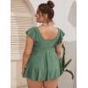 imageMakeMeChic Womens Plus Size Tankini Swimsuit Ruffle Sleeve Two Piece Bathing SuitGreen