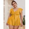 imageMakeMeChic Womens Plus Size Tankini Swimsuit Ruffle Sleeve Two Piece Bathing SuitYellow