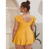 imageMakeMeChic Womens Plus Size Tankini Swimsuit Ruffle Sleeve Two Piece Bathing SuitYellow