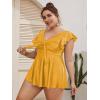 imageMakeMeChic Womens Plus Size Tankini Swimsuit Ruffle Sleeve Two Piece Bathing SuitYellow