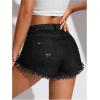 imageMakeMeChic Womens Ripped Denim Shorts Raw Trim Straight Leg Jean Shorts with PocketBlack