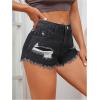 imageMakeMeChic Womens Ripped Denim Shorts Raw Trim Straight Leg Jean Shorts with PocketDark Grey