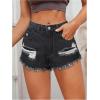 imageMakeMeChic Womens Ripped Denim Shorts Raw Trim Straight Leg Jean Shorts with PocketDark Grey