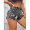 imageMakeMeChic Womens Ripped Denim Shorts Raw Trim Straight Leg Jean Shorts with PocketLight Grey