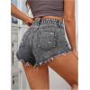 imageMakeMeChic Womens Ripped Denim Shorts Raw Trim Straight Leg Jean Shorts with PocketLight Grey