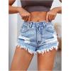imageMakeMeChic Womens Ripped Denim Shorts Raw Trim Straight Leg Jean Shorts with PocketLight Wash