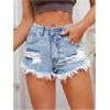 imageMakeMeChic Womens Ripped Denim Shorts Raw Trim Straight Leg Jean Shorts with PocketLight Wash
