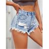 imageMakeMeChic Womens Ripped Denim Shorts Raw Trim Straight Leg Jean Shorts with PocketLight Wash