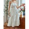 imageMakeMeChic Womens Spaghetti Strap Striped Side Cut Out Waist Dress Backless Summer Flowy DressesMulticolor