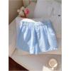 imageMakeMeChic Womens Striped Elastic Waist Shorts Button Front Summer ShortsBlue