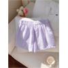imageMakeMeChic Womens Striped Elastic Waist Shorts Button Front Summer ShortsPurple